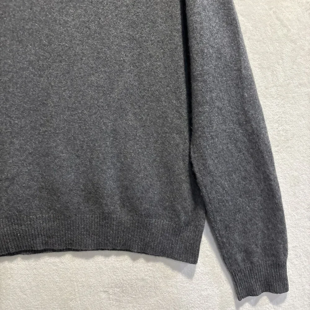 George 100% Cashmere Sweater Gray V Neck Pullover Long Sleeve Men's Medium 38 40